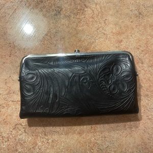 Hobo black leather wallet or clutch